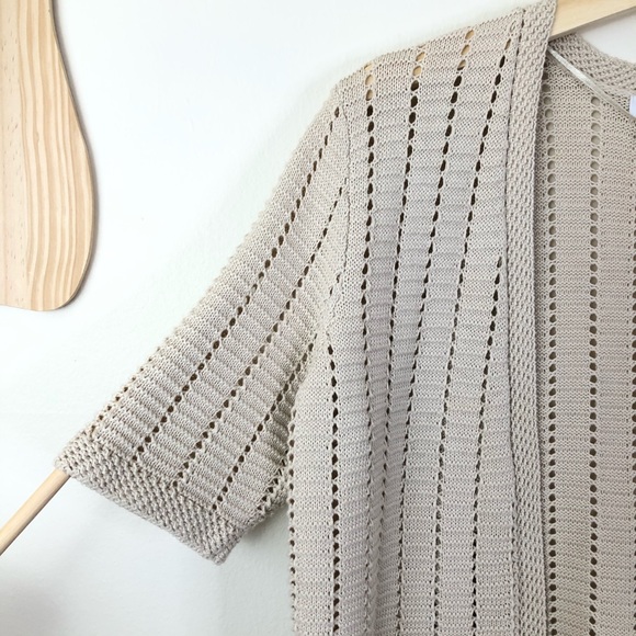 Charter Club | Petite Crochet Open Front Cardigan - Picture 3 of 7